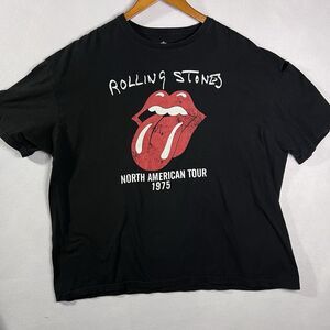 The Rolling Stones North American Tour 1975 Black T-Shirt Size XXL - Preowned